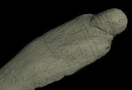 The CT scan of the mummy of an adult male (name unknown), showing his mummified remains. © Trustees of the British Museum