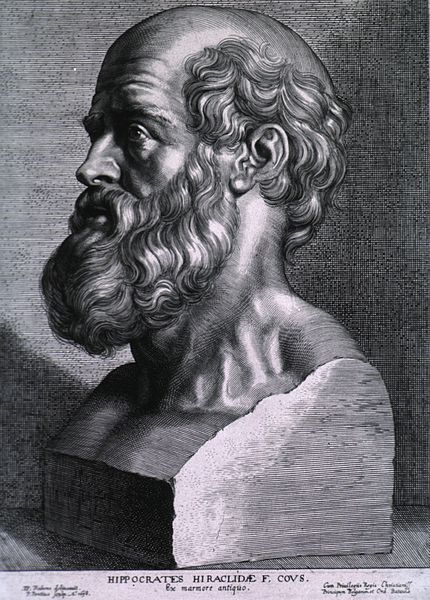 Hippocrates, engraving by Peter Paul Rubens, 1638.