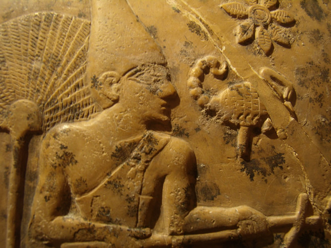 King Scorpion, detail from his mace head, Ashmolean Museum, Oxford - photo by Udimu / Wikimedia Commons