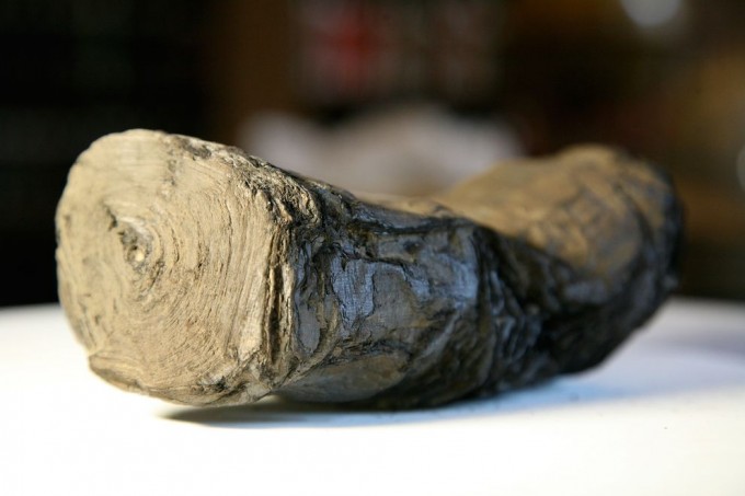 charred roman scroll - © Bibliothèque de l'Institut de France / Photo D. Delattre