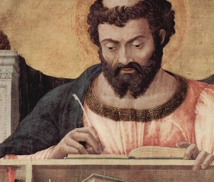 Detail of the St. Luke altarpiece by Andrea Mantegna