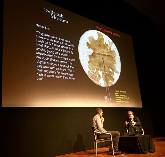 Dan Snow and St John Simpson talk about the Scythian enjoyment of hemp for "medicinal purposes". 
